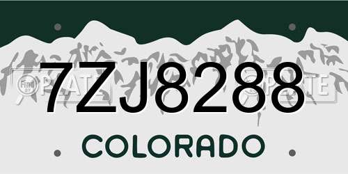 7ZJ8288 Colorado License Plate