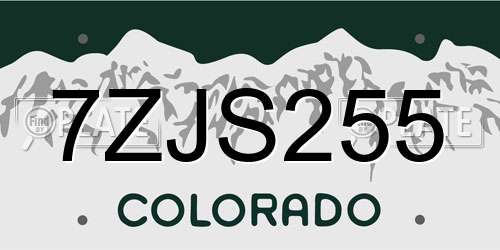 7ZJS255 Colorado License Plate