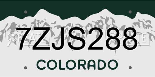 7ZJS288 Colorado License Plate