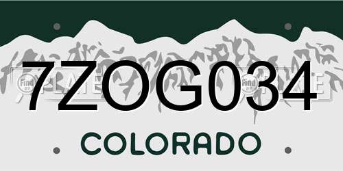 7ZOG034 Colorado License Plate