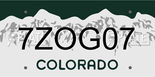 7ZOG07 Colorado License Plate