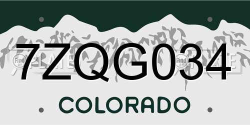 7ZQG034 Colorado License Plate