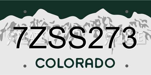 7ZSS273 Colorado License Plate