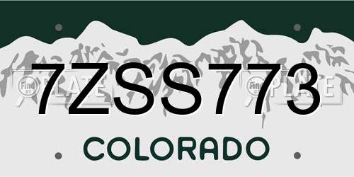 7ZSS773 Colorado License Plate