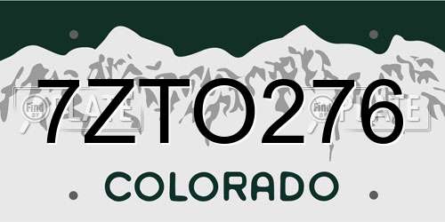 7ZTO276 Colorado License Plate