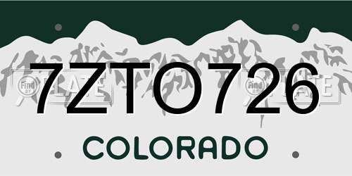 7ZTO726 Colorado License Plate