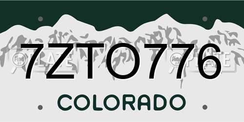 7ZTO776 Colorado License Plate