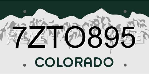 7ZTO895 Colorado License Plate