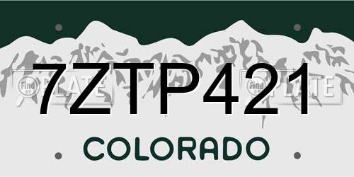 7ZTP421 Colorado License Plate
