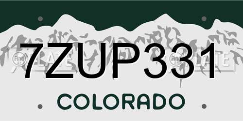 7ZUP331 Colorado License Plate