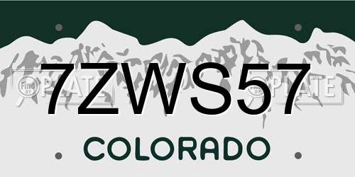 7ZWS57 Colorado License Plate