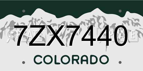 7ZX7440 Colorado License Plate