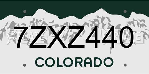 7ZXZ440 Colorado License Plate