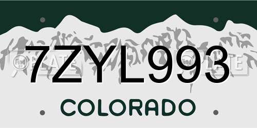 7ZYL993 Colorado License Plate