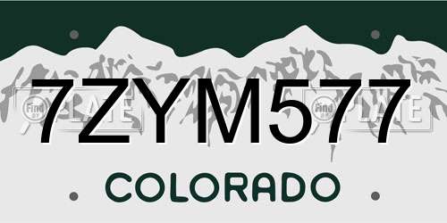 7ZYM577 Colorado License Plate