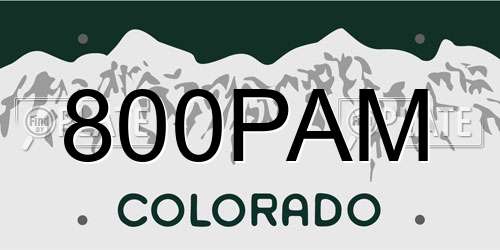 800PAM Colorado License Plate