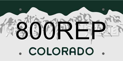 800REP Colorado License Plate