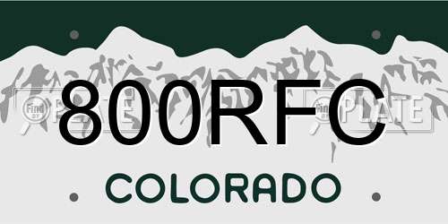 800RFC Colorado License Plate