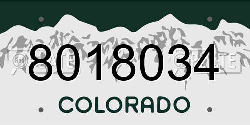 8018034 Colorado License Plate