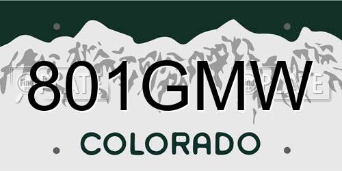 801GMW Colorado License Plate
