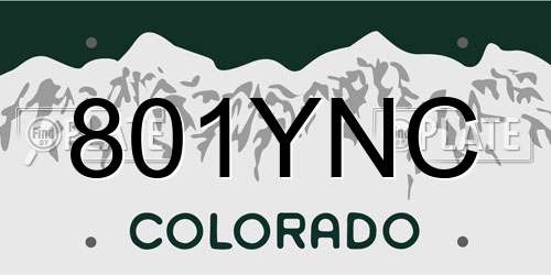 801YNC Colorado License Plate
