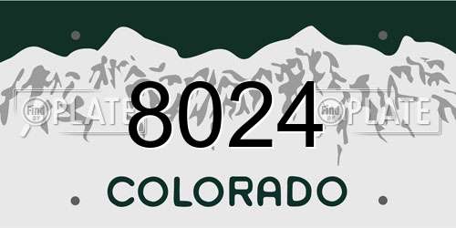 8024 Colorado License Plate