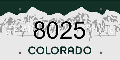 8025 Colorado License Plate