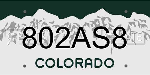 802AS8 Colorado License Plate