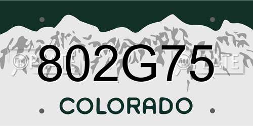 802G75 Colorado License Plate