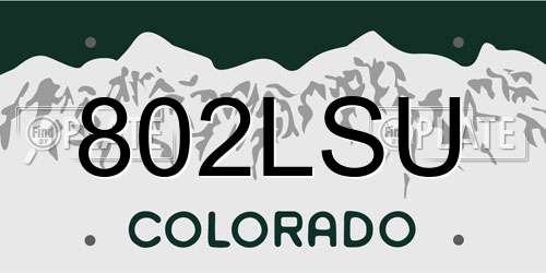 802LSU Colorado License Plate