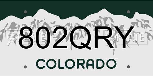 802QRY Colorado License Plate