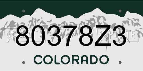 80378Z3 Colorado License Plate