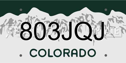 803JQJ Colorado License Plate