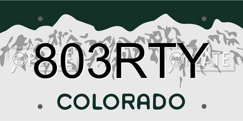 803RTY Colorado License Plate