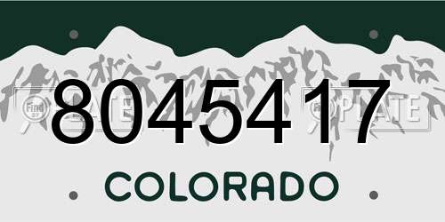8045417 Colorado License Plate