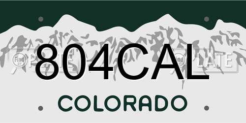 804CAL Colorado License Plate