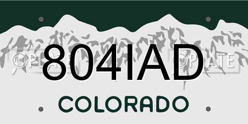 804IAD Colorado License Plate