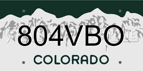 804VBO Colorado License Plate