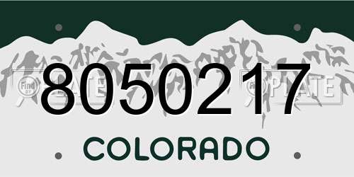 8050217 Colorado License Plate