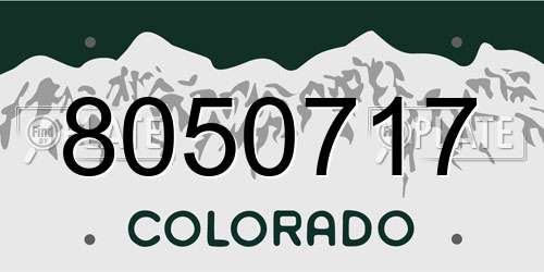 8050717 Colorado License Plate