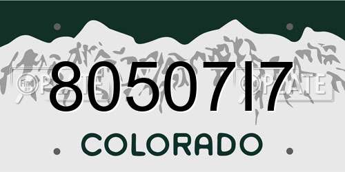 80507I7 Colorado License Plate