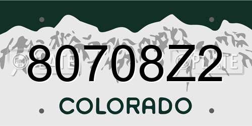 80708Z2 Colorado License Plate
