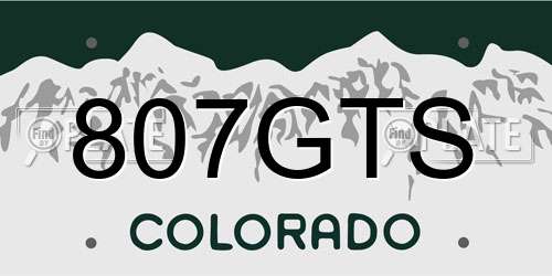 807GTS Colorado License Plate