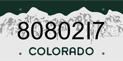 80802I7 Colorado License Plate