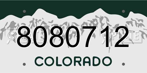 8080712 Colorado License Plate