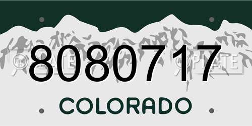 8080717 Colorado License Plate