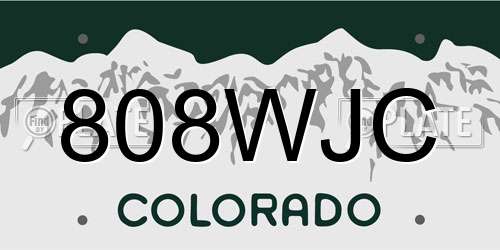 808WJC Colorado License Plate