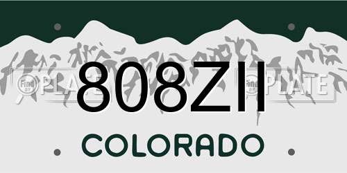 808ZII Colorado License Plate