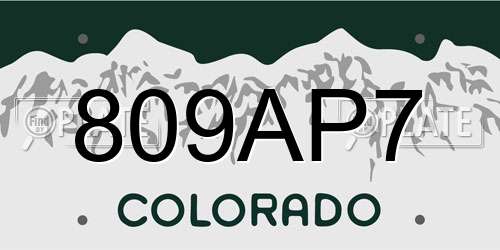 809AP7 Colorado License Plate