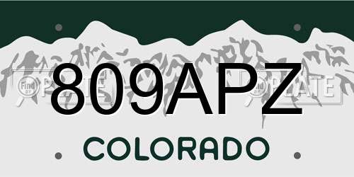 809APZ Colorado License Plate